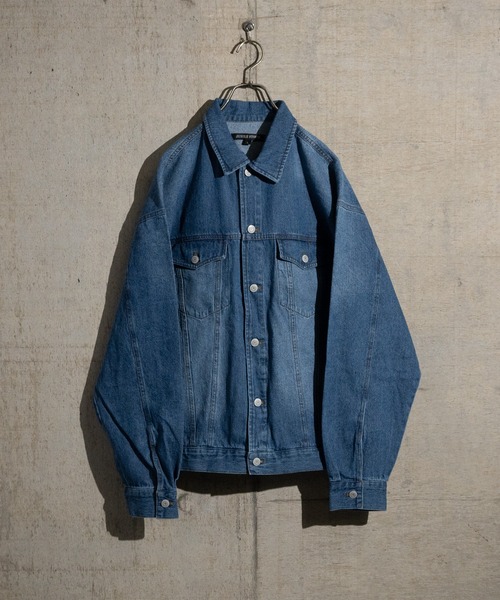 Jungle Storm（ジャングルストーム）の「【13】ユーズドライク デニムジャケット（デニムジャケット・メンズ・グレー/サックスブルー/ブラック/ブルー/ネイビー・LARGE/MEDIUM）」の9枚目の写真