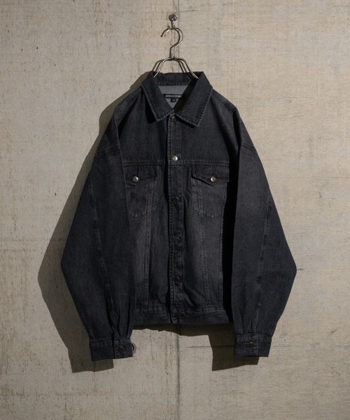 Jungle Storm（ジャングルストーム）の「【13】ユーズドライク デニムジャケット（デニムジャケット・メンズ・グレー/サックスブルー/ブラック/ブルー/ネイビー・LARGE/MEDIUM）」の10枚目の写真