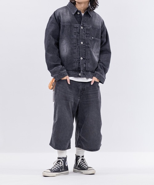 Jungle Storm（ジャングルストーム）の「【13】ユーズドライク デニムジャケット（デニムジャケット・メンズ・グレー/サックスブルー/ブラック/ブルー/ネイビー・LARGE/MEDIUM）」の14枚目の写真
