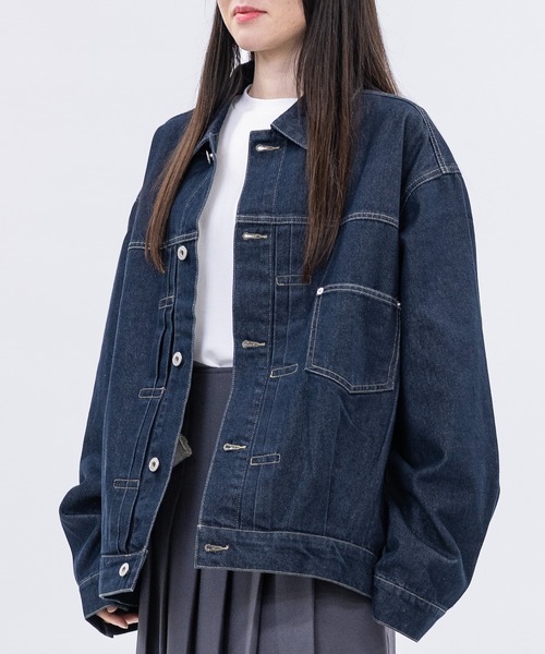 Jungle Storm（ジャングルストーム）の「【13】ユーズドライク デニムジャケット（デニムジャケット・メンズ・グレー/サックスブルー/ブラック/ブルー/ネイビー・LARGE/MEDIUM）」の18枚目の写真