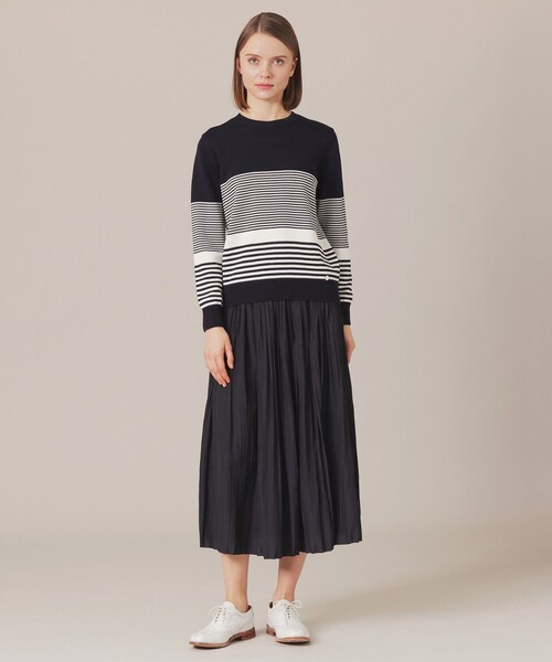 MACKINTOSH LONDON(マッキントッシュ ロンドン)の「シルケットコットンボーダーニットプルオーバー(ニット/セーター・レディース・ベージュ/ネイビー・38)」の3枚目の写真