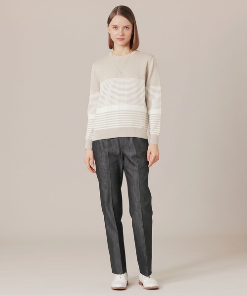 MACKINTOSH LONDON(マッキントッシュ ロンドン)の「シルケットコットンボーダーニットプルオーバー(ニット/セーター・レディース・ベージュ/ネイビー・38)」の4枚目の写真