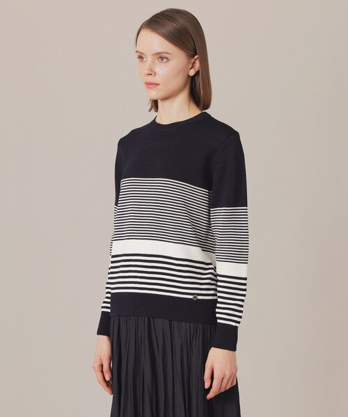 MACKINTOSH LONDON(マッキントッシュ ロンドン)の「シルケットコットンボーダーニットプルオーバー(ニット/セーター・レディース・ベージュ/ネイビー・38)」の5枚目の写真