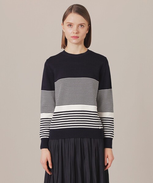 MACKINTOSH LONDON(マッキントッシュ ロンドン)の「シルケットコットンボーダーニットプルオーバー(ニット/セーター・レディース・ベージュ/ネイビー・38)」の6枚目の写真