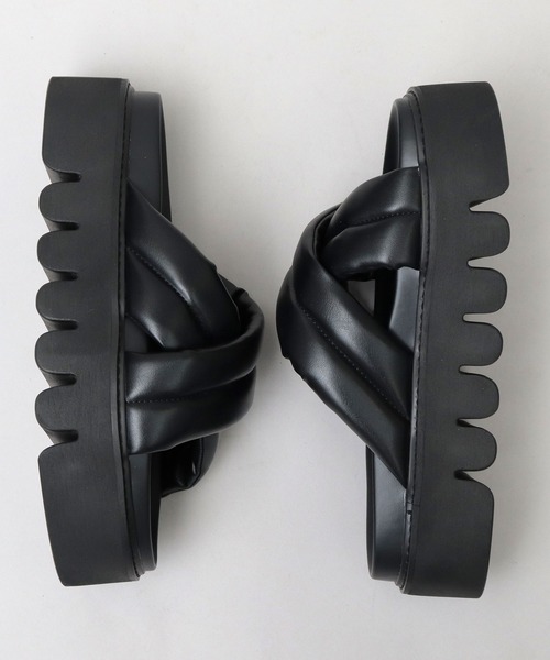 glabella（グラベラ）の「超厚底 パデッド クロスバンド サンダル / ハイソール レザーサンダル（サンダル・メンズ・ブラック・S/M/L）」の6枚目の写真