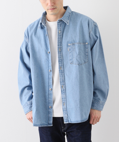 リーバイス  シルバータブ  デニムシャツ LEVI\u0027S Silver Tab (リーバイス シルバータブ) オーバーサイズ デニムシャツ　長袖シャツ　 インディゴ サイズ:L