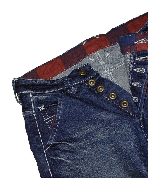 BURNOUT（バーンアウト）の「ツイストst.デニムUSEDパンツ（デニムパンツ・メンズ・インディゴブルー/ブラック・L/M）」の14枚目の写真