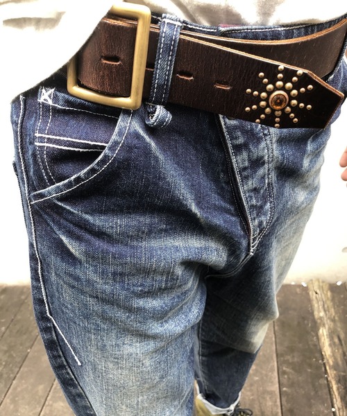 BURNOUT（バーンアウト）の「ツイストst.デニムUSEDパンツ（デニムパンツ・メンズ・インディゴブルー/ブラック・L/M）」の11枚目の写真