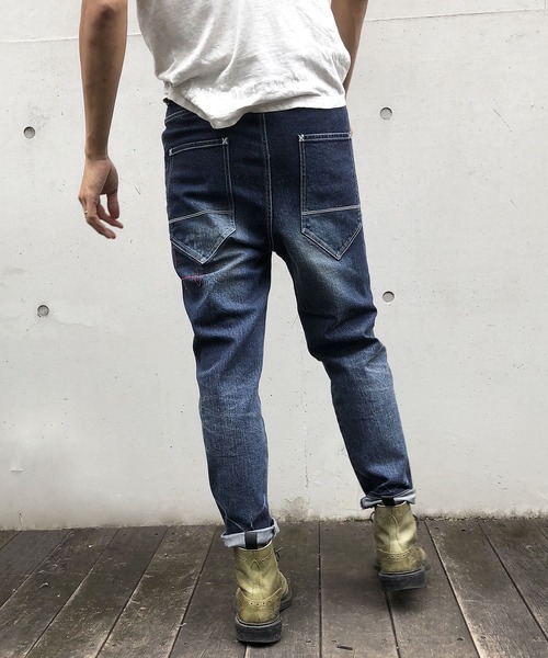 BURNOUT（バーンアウト）の「ツイストst.デニムUSEDパンツ（デニムパンツ・メンズ・インディゴブルー/ブラック・L/M）」の9枚目の写真