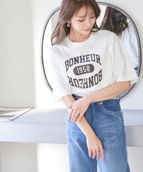 ROPE' PICNIC(ロペピクニック)の「リンクコーデ/カジュアルプリントTシャツ(Tシャツ/カットソー・レディース・ホワイト/モスグリーン/ブルー系その他4・38)」の6枚目の写真