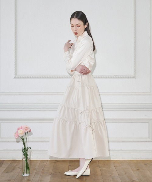 MIRO AMURETTE(ミロアミュレット)の「shirring gather skirt/ギャザースカート(スカート・レディース・ベージュ/ブラック・MEDIUM/SMALL)」の17枚目の写真