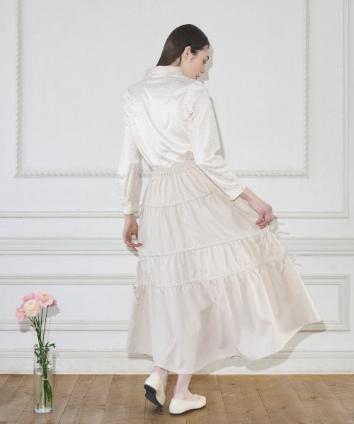 MIRO AMURETTE(ミロアミュレット)の「shirring gather skirt/ギャザースカート(スカート・レディース・ベージュ/ブラック・MEDIUM/SMALL)」の18枚目の写真