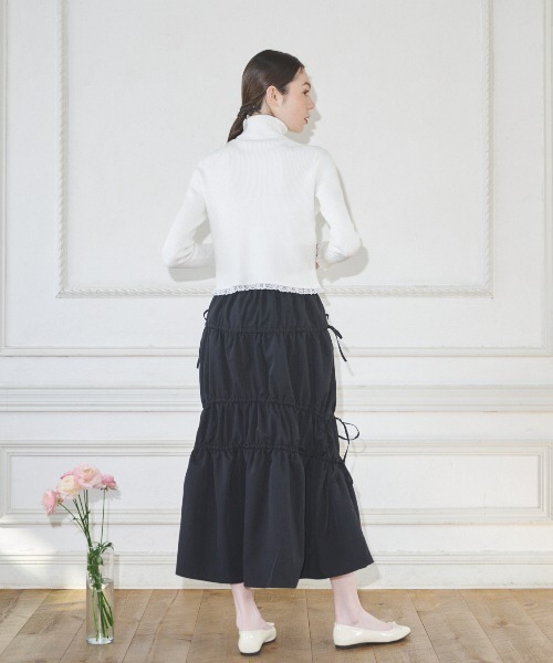 MIRO AMURETTE(ミロアミュレット)の「shirring gather skirt/ギャザースカート(スカート・レディース・ベージュ/ブラック・MEDIUM/SMALL)」の12枚目の写真