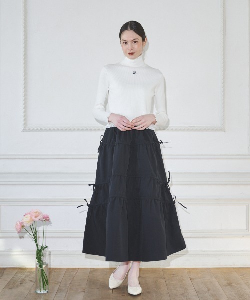 MIRO AMURETTE(ミロアミュレット)の「shirring gather skirt/ギャザースカート(スカート・レディース・ベージュ/ブラック・MEDIUM/SMALL)」の22枚目の写真
