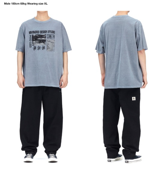 【mahagrid】23SS★ BREAK PIGMENT TEE UNIVERSITY PIGMENT TEE[CHARCOAL] - MAHAGRID