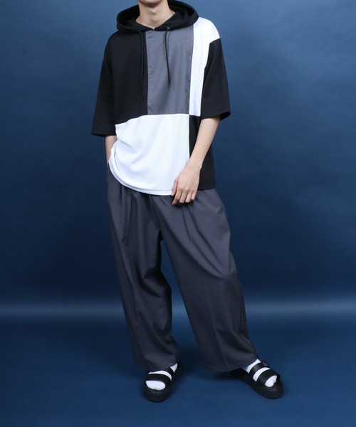 ANPAS（アンパス）の「Cool Touch Material Mix Hoodie/接触冷感 異素材ミックス 切替 トップス パーカー 半袖（パーカー・メンズ・ホワイト系その他/グリーン系その他/ベージュ系その他/ブラック系その他/ブラック系その他2/グレー系その他/ホワイト系その他2/ブラック系その他3/ベージュ系その他2/ホワイト系その他3・M/L）」の22枚目の写真