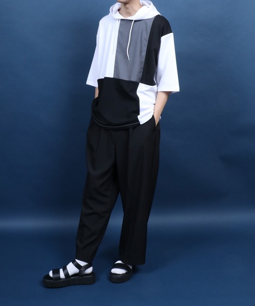 ANPAS（アンパス）の「Cool Touch Material Mix Hoodie/接触冷感 異素材ミックス 切替 トップス パーカー 半袖（パーカー・メンズ・ホワイト系その他/グリーン系その他/ベージュ系その他/ブラック系その他/ブラック系その他2/グレー系その他/ホワイト系その他2/ブラック系その他3/ベージュ系その他2/ホワイト系その他3・M/L）」の19枚目の写真