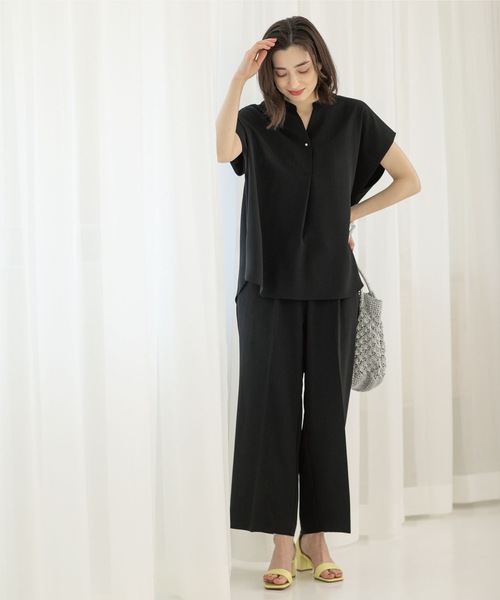 OPAQUE.CLIP(オペークドットクリップ)の「◆≪エマール検証済 洗える≫セットアップ対応 パールボタン スキッパーブラウス【洗濯機洗い可/イージーケア/ストレッチ】(シャツ/ブラウス・レディース・オフホワイト/ブラウン系その他5/ベビーピンク/ブラック/ライトグレー/レンガ/ライトブルー/サンドベージュ・42/34/38/40/36)」の15枚目の写真