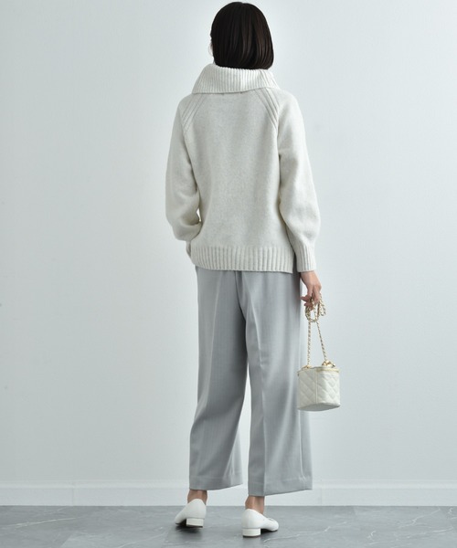 INTERPLANET（インタープラネット）の「７Ｇ天竺オフタートルプルオーバー（ニット/セーター・レディース・モカ/オフホワイト/ネイビー/チャコールグレー/ピンクベージュ・FREE）」の10枚目の写真