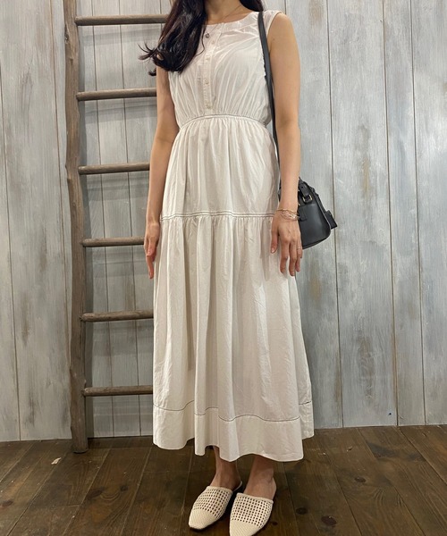 Miscere(ミスケーレ)の「☆ 配色ステッチノースリティアードワンピース W1859(ワンピース・レディース・オフホワイト/ネイビー・FREE)」の15枚目の写真