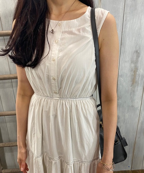 Miscere(ミスケーレ)の「☆ 配色ステッチノースリティアードワンピース W1859(ワンピース・レディース・オフホワイト/ネイビー・FREE)」の12枚目の写真