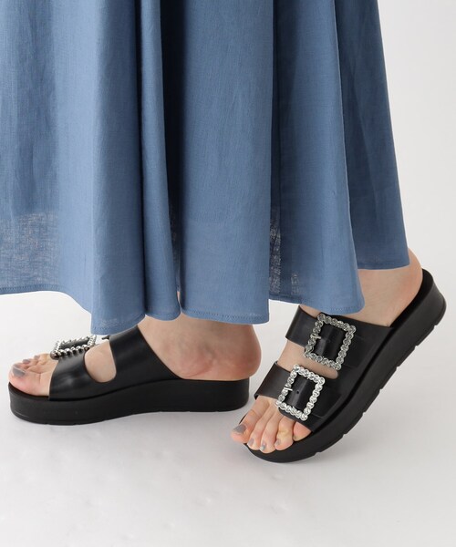 OPAQUE.CLIP（オペークドットクリップ）の「◆ビジューダブルベルトサンダル（サンダル・レディース・オフホワイト/ブラック・02/03）」の7枚目の写真