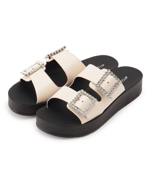 OPAQUE.CLIP（オペークドットクリップ）の「◆ビジューダブルベルトサンダル（サンダル・レディース・オフホワイト/ブラック・02/03）」の6枚目の写真