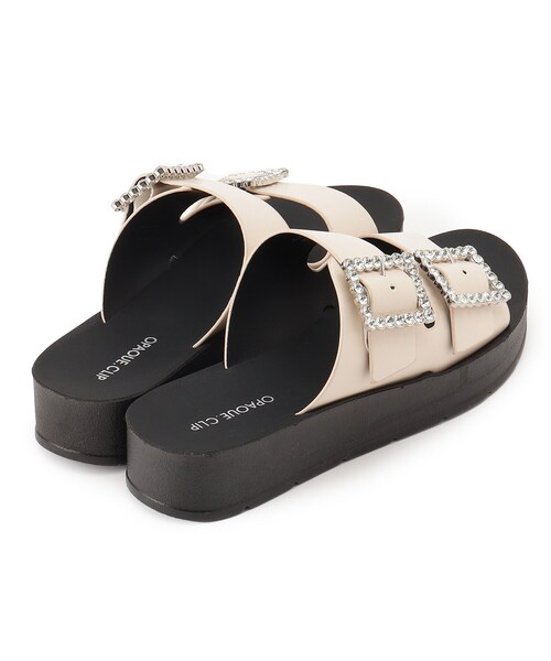 OPAQUE.CLIP（オペークドットクリップ）の「◆ビジューダブルベルトサンダル（サンダル・レディース・オフホワイト/ブラック・02/03）」の4枚目の写真