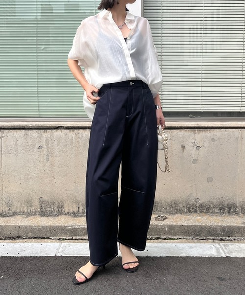 DouDou（ドゥドゥ）の「【WEB限定】ステッチカーブパンツ（チノパンツ・レディース・キナリ/ネイビー・36/38）」の16枚目の写真