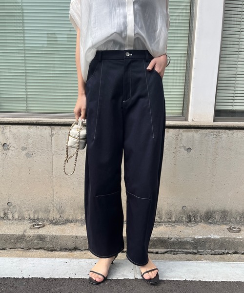 DouDou（ドゥドゥ）の「【WEB限定】ステッチカーブパンツ（チノパンツ・レディース・キナリ/ネイビー・36/38）」の13枚目の写真