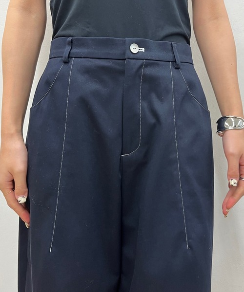 DouDou（ドゥドゥ）の「【WEB限定】ステッチカーブパンツ（チノパンツ・レディース・キナリ/ネイビー・36/38）」の10枚目の写真