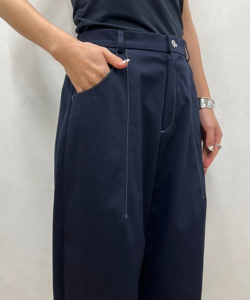 DouDou（ドゥドゥ）の「【WEB限定】ステッチカーブパンツ（チノパンツ・レディース・キナリ/ネイビー・36/38）」の6枚目の写真