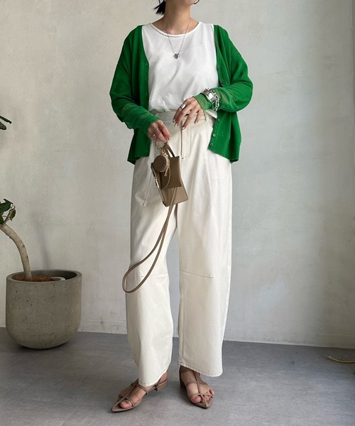 DouDou（ドゥドゥ）の「【WEB限定】ステッチカーブパンツ（チノパンツ・レディース・キナリ/ネイビー・36/38）」の3枚目の写真