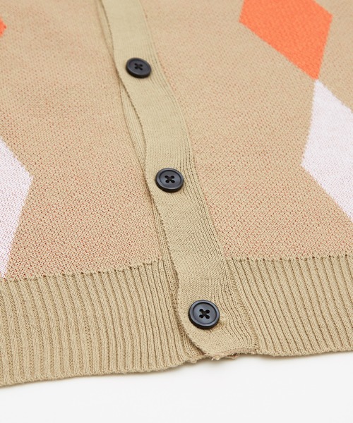 improves（インプローブス）の「ダイヤ アーガイル柄 半袖 ニット ポロカーディガン（ポロシャツ・メンズ・ベージュ/グリーン/ブラック・MEDIUM/LARGE/X-LARGE）」の12枚目の写真