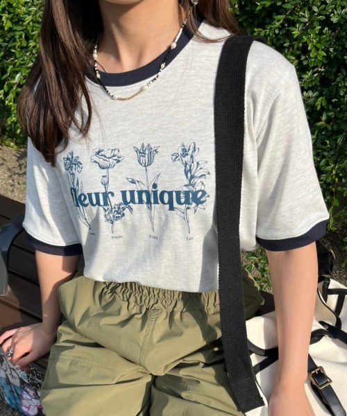 nemne store（ネンネストア）の「【低身長用サイズあり】アソート配色リンガープリントT（Tシャツ/カットソー・レディース・オートミール/ネイビー/ホワイト系その他/オフホワイト・SMALL/MEDIUM）」の3枚目の写真