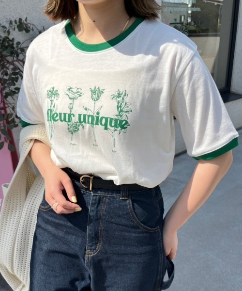 nemne store（ネンネストア）の「【低身長用サイズあり】アソート配色リンガープリントT（Tシャツ/カットソー・レディース・オートミール/ネイビー/ホワイト系その他/オフホワイト・SMALL/MEDIUM）」の2枚目の写真