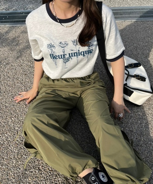 nemne store（ネンネストア）の「【低身長用サイズあり】アソート配色リンガープリントT（Tシャツ/カットソー・レディース・オートミール/ネイビー/ホワイト系その他/オフホワイト・SMALL/MEDIUM）」の10枚目の写真