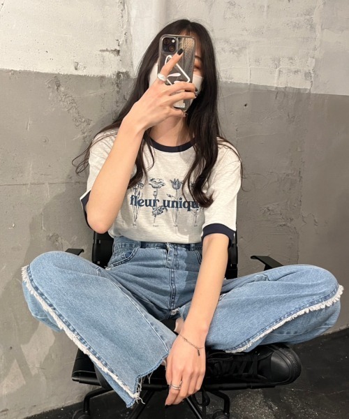 nemne store（ネンネストア）の「【低身長用サイズあり】アソート配色リンガープリントT（Tシャツ/カットソー・レディース・オートミール/ネイビー/ホワイト系その他/オフホワイト・SMALL/MEDIUM）」の15枚目の写真