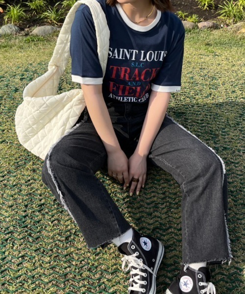 nemne store（ネンネストア）の「【低身長用サイズあり】アソート配色リンガープリントT（Tシャツ/カットソー・レディース・オートミール/ネイビー/ホワイト系その他/オフホワイト・SMALL/MEDIUM）」の22枚目の写真