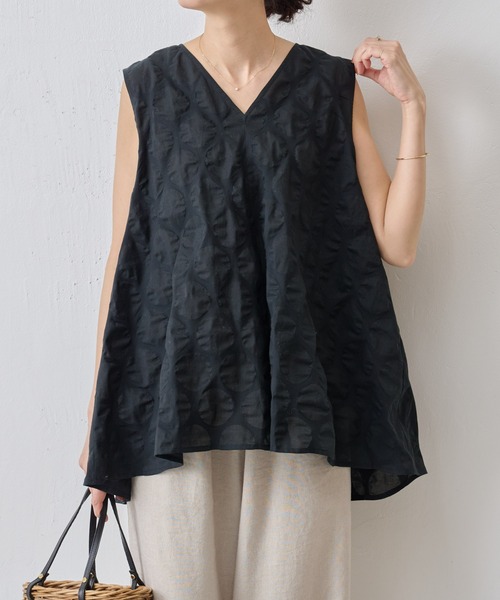 BEARDSLEY ノースリーブチュニック レオパード柄ブラック ビアズリー BEARDSLEY ノースリーブカットソー （black