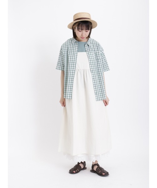 Samansa Mos2(サマンサ モスモス)の「ぽこぽこギンガムチェックシャツ(シャツ/ブラウス・レディース・ピンク/ミント/ブラック/グレー・F)」の13枚目の写真