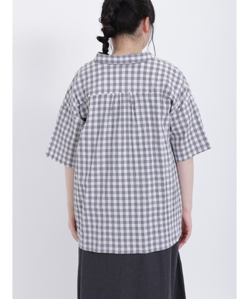 Samansa Mos2(サマンサ モスモス)の「ぽこぽこギンガムチェックシャツ(シャツ/ブラウス・レディース・ピンク/ミント/ブラック/グレー・F)」の11枚目の写真