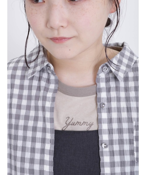 Samansa Mos2(サマンサ モスモス)の「ぽこぽこギンガムチェックシャツ(シャツ/ブラウス・レディース・ピンク/ミント/ブラック/グレー・F)」の6枚目の写真