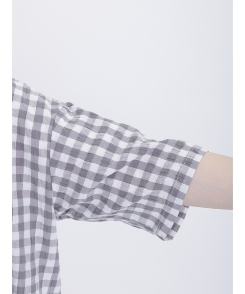 Samansa Mos2(サマンサ モスモス)の「ぽこぽこギンガムチェックシャツ(シャツ/ブラウス・レディース・ピンク/ミント/ブラック/グレー・F)」の14枚目の写真