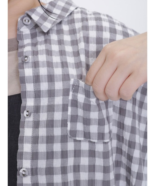 Samansa Mos2(サマンサ モスモス)の「ぽこぽこギンガムチェックシャツ(シャツ/ブラウス・レディース・ピンク/ミント/ブラック/グレー・F)」の19枚目の写真