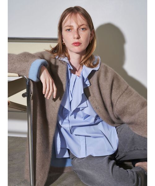 ELENDEEK(エレンディーク)の「CNラクーンミックスWカーディガン(ノーカラージャケット・レディース・ラベンダー/ベージュ/ピンク/キャメル/ブラック/アイボリー/ブルー・01/02)」の15枚目の写真