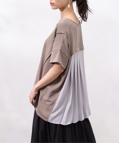 Chez toi（シェトワ）の「モダール×布帛切替プルオーバー（Tシャツ/カットソー・レディース・モカ/グリーン/アイボリー/チャコールグレー・FREE）」の4枚目の写真