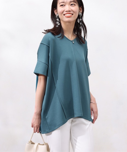 Chez toi（シェトワ）の「モダール×布帛切替プルオーバー（Tシャツ/カットソー・レディース・モカ/グリーン/アイボリー/チャコールグレー・FREE）」の8枚目の写真