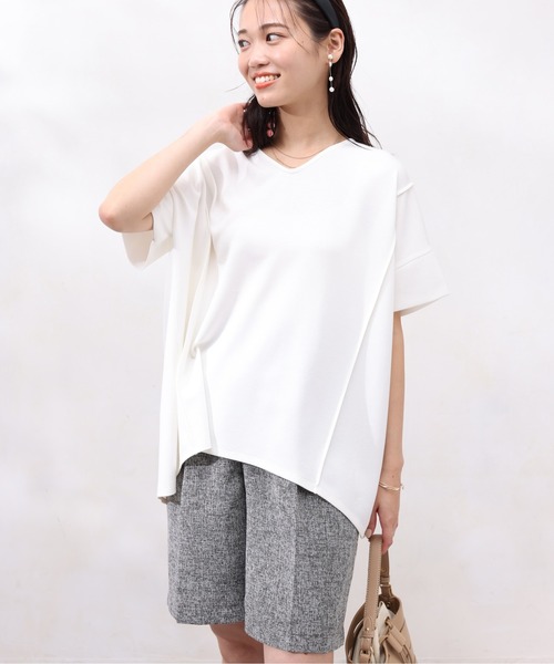 Chez toi（シェトワ）の「モダール×布帛切替プルオーバー（Tシャツ/カットソー・レディース・モカ/グリーン/アイボリー/チャコールグレー・FREE）」の9枚目の写真