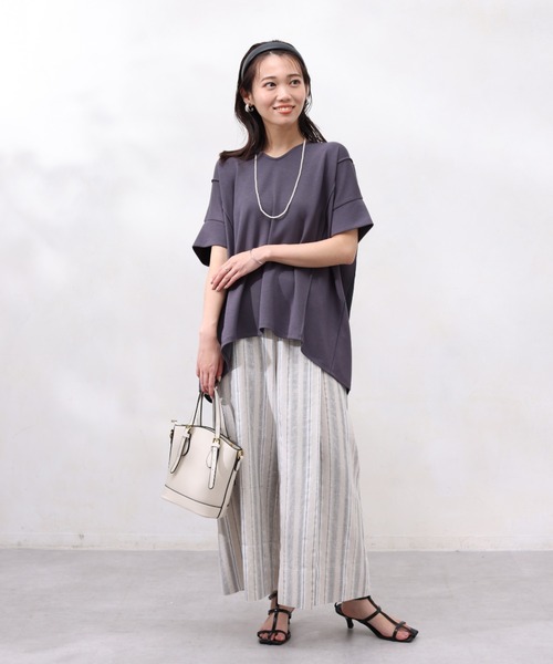 Chez toi（シェトワ）の「モダール×布帛切替プルオーバー（Tシャツ/カットソー・レディース・モカ/グリーン/アイボリー/チャコールグレー・FREE）」の15枚目の写真
